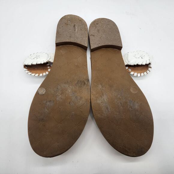 Jack Rogers Lauren White Leather Slide Sandals Flat Double Strap Shoes Size 11M - Picture 5 of 5